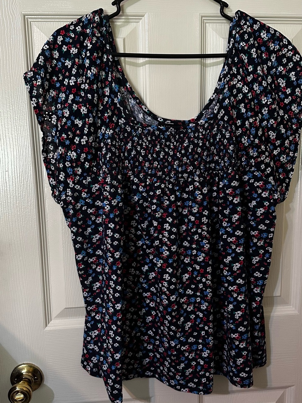 Lane Bryant Navy Floral Short-Sleeve Tunic